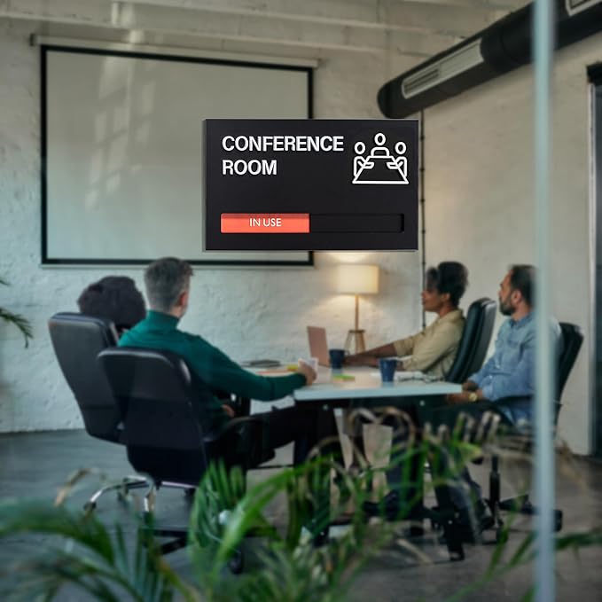Office Conference Room Door Signs, Meeting in Progress Door Sign, In Use Available Slider Indicator - Occupied or Vacant Status, 8.8" x 4.9"