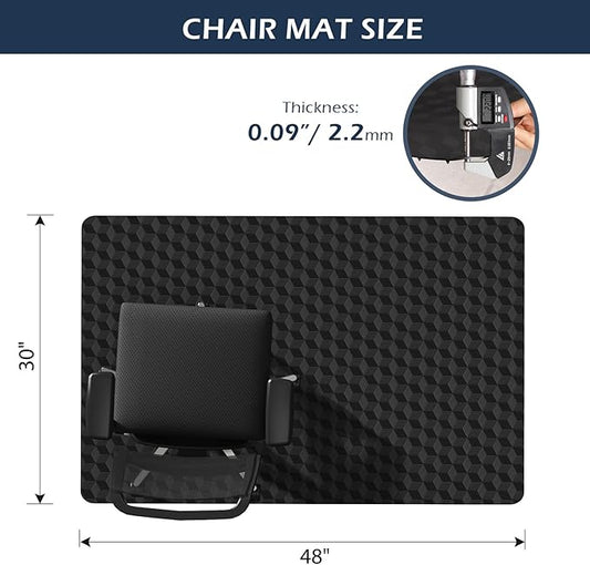 SALLOUS Chair Mat for Carpet, 30" x 48" Office Chair Mat for Carpeted Floors, Heavy Duty Vinyl Floor Mat with Grips, Non-Slip Carpeted Floor Protector Computer Desk Mat for Home Office (Black)