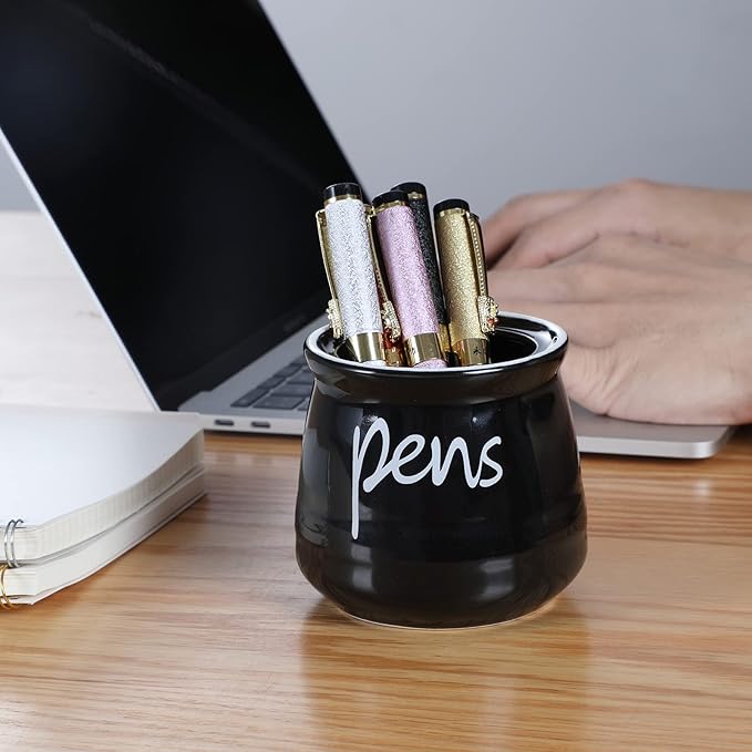 ONTUBE Porcelain Pen & Pencil Holder Stand — Black