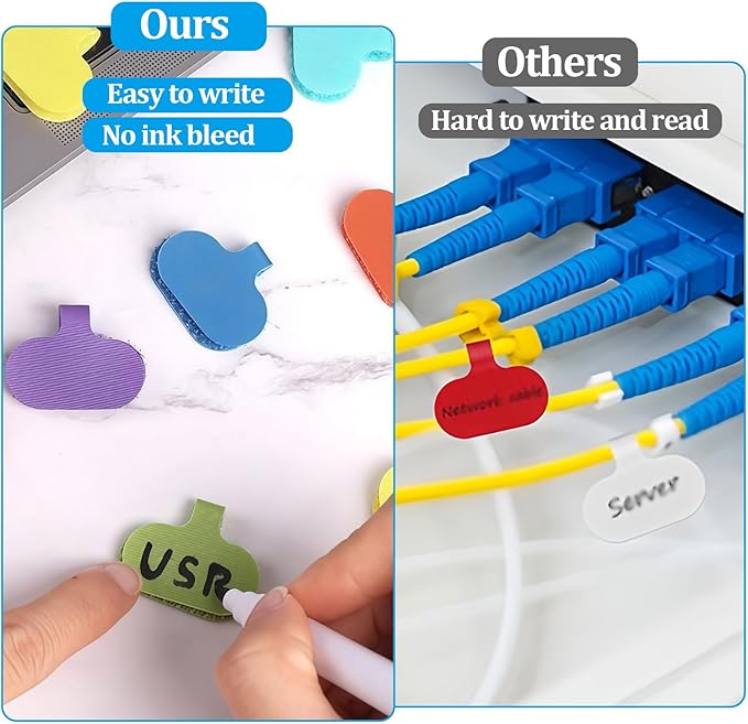 32 Pcs Cable Cord Labels,Wire Labels, Cable Tags,Computers Cable Management and Identification,Multicolored Handwriting Cable Tags