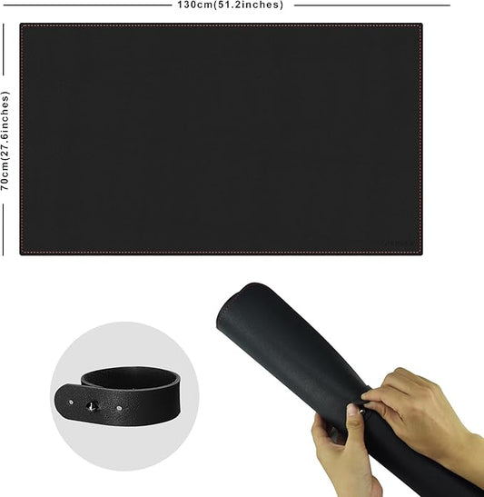 ZORESYN Large PU Leather Desk Mat Black 51.2x27.6 Inches, Waterproof Gaming Mouse Pad with Non-Slip Suede Base, Office Desk Protector & Writing Surface for Home