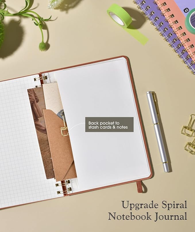 Office Prime Graph Spiral Notebook — A5, 5.75×8.38 in, 150 Pages, Brown