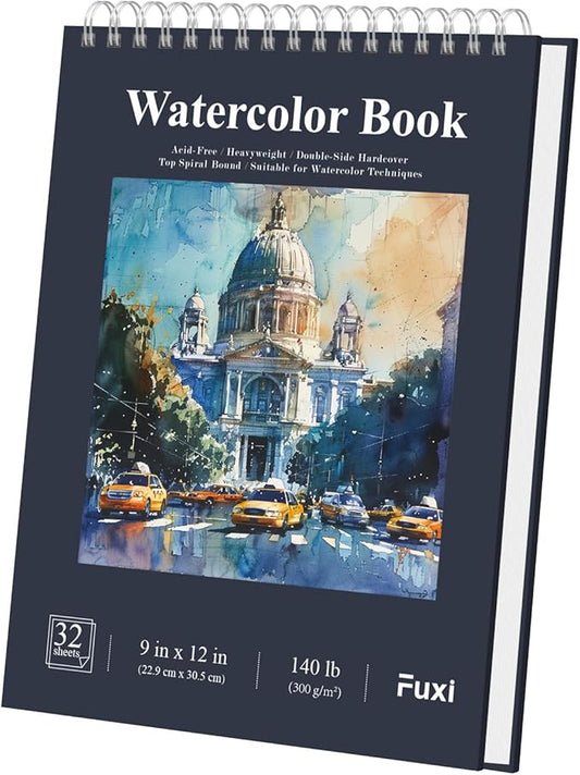 Watercolor Sketchbook 10"x12", 32 Sheets (64 Pages) Water Color Paper, 140lb/300gsm Watercolor Paper, Spiral Hardcover Watercolor Notebook for Painting, Water Color Sketch Books for Teens & Adults.
