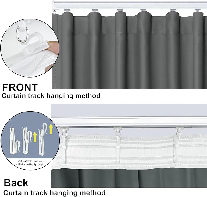 Cbsroro Room Divider Blackout Curtain Track Curtains Wall Dividers Panels Screen for Living Rooms Bedroom Office Privacy Partition Separation, W150 × L108 Inch,1 Panel, Grey