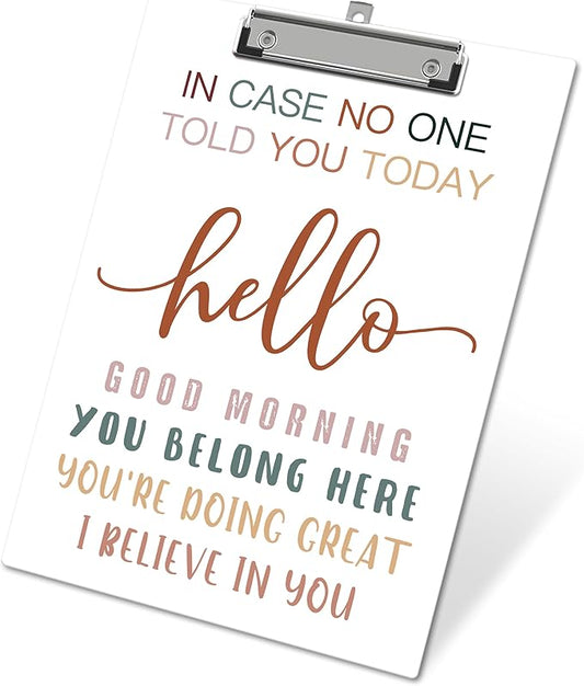APIILVPQ Motivational Clipboard，Mental Health Clipboards with Low Profile Clip for Office School Use, Boho Wooden Clip Boards for Nurses Teachers Students - A10