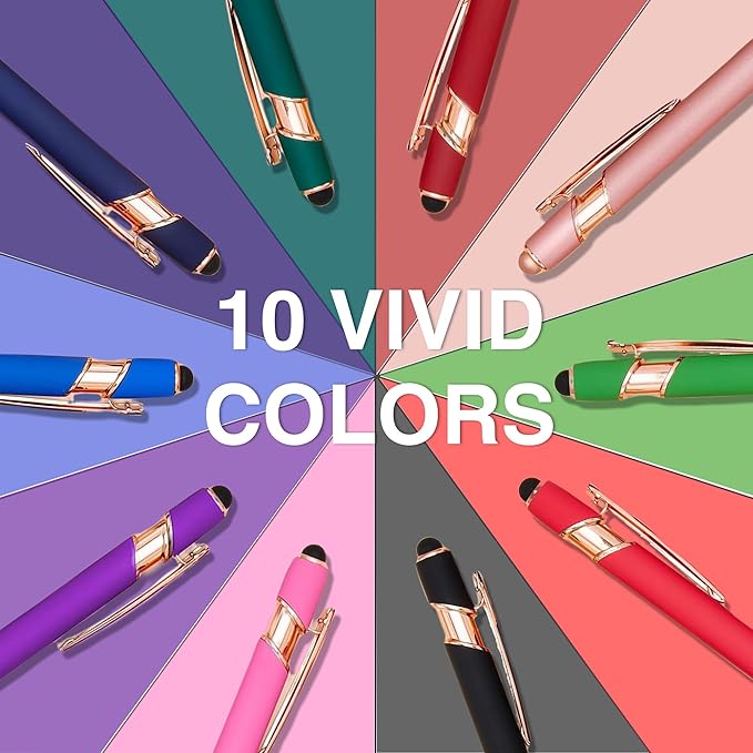 CRME Personalized Pens Custom Ballpoint Pen with Stylus Tip Customized Engraved Pens with Name Business Logo Nurse Gifts Office Supplies for Women Customizable Writing Pen for Men Rose Gold