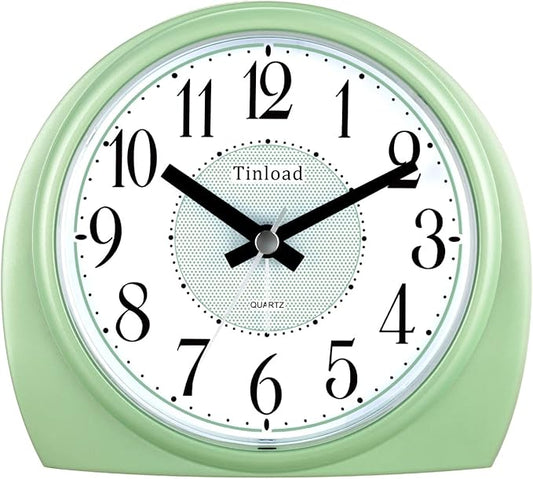 Tinload 5.5" Large Analog Alarm Clock Silent Non Ticking, Gentle Wake, Beep Sounds, Increasing Volume, Battery Operated Snooze and Manual Light, Easy Set