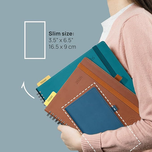 POPRUN 2026 Pocket Planner (Slim Size 3.5" x 6.5") Weekly... (Sky Blue)