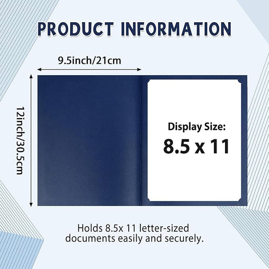 gisgfim 15Pcs Certificate Holders Diploma Covers Single Sided Gold Foil Border Award Certificate Covers for Letter Size 8.5x11 Certificates Cardstock Document Papers Storage Organizer (Navy Blue)
