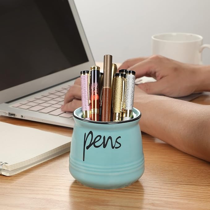 ONTUBE Porcelain Pen & Pencil Holder Stand — Turquoise