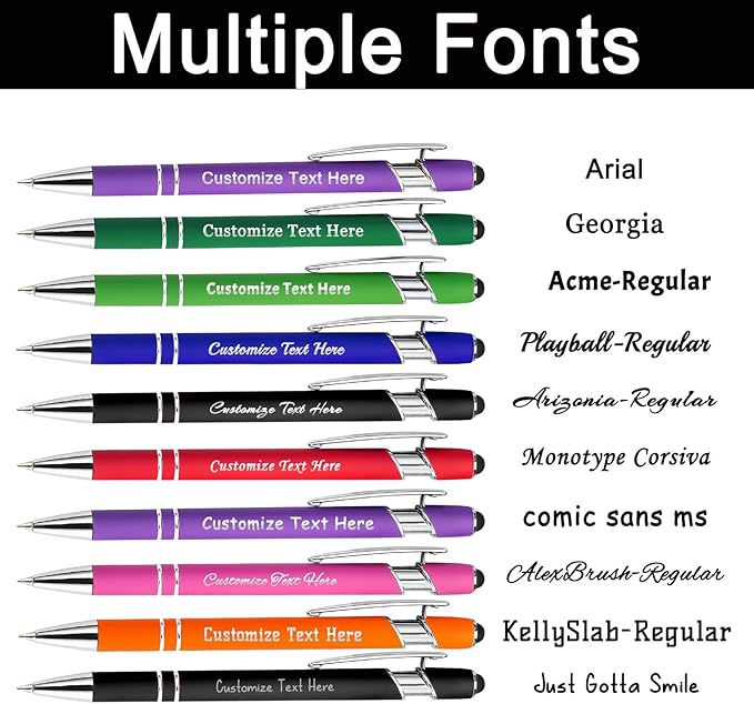 Custom Pens Bulk Personalized Ballpoint Pen with Stylus Tip Customized Engraved Pens with Name Logo Soft Black Ink with Touch Metal Office for Business Office Teacher School Corporate Gifts Black