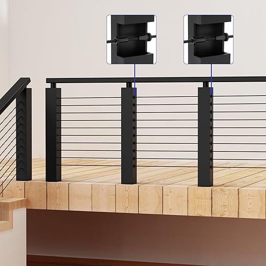 BLIKA 100 Pack Black Stainless Steel Protector Sleeves for 1/8" 5/32" or 3/16" Deck Cable Railing, for Wood/Composite Posts, T316 Marine Grade, Black Cable Railing Protector Sleeves