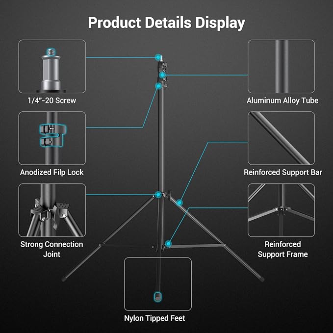SmallRig 110"/9.2ft Photography Light Stand with Boom Arm, Heavy-Duty Aluminum Air-Cushioned Light Tripod Stand with 1/4" Screw for Softbox, Studio, Flash, Ring Light, Camera, 11lbs Max Load, RA-S280A
