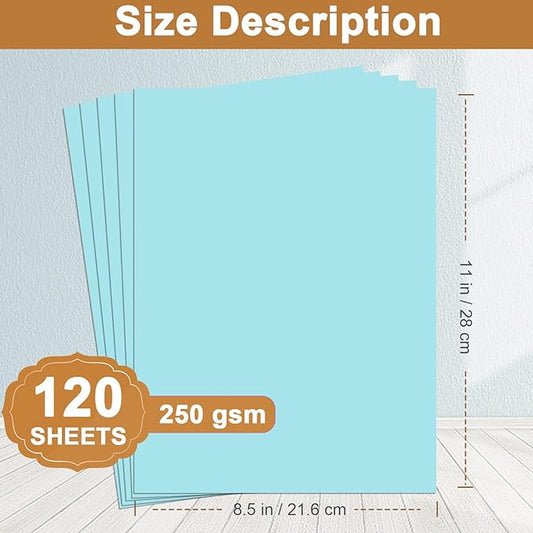 Silunkia 120 Sheets Light Blue Cardstock 8.5 x 11 Craft Paper, 250gsm/92lb Heavyweight Paper Card stock for DIY Cards Making, Wedding Invitations, Birthday Decorations, Menus