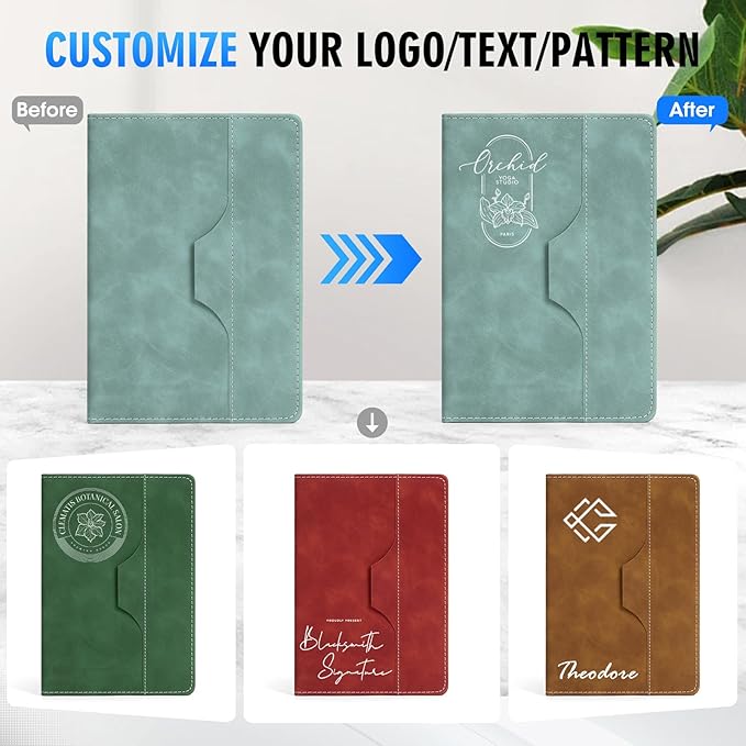 ENOMY Personalized Notebook Set with 10 PC Pens Lined A5 Custom Journal for Writing Men Women Custom Notebook Ideal Friend Girlfriend Gift, Brown