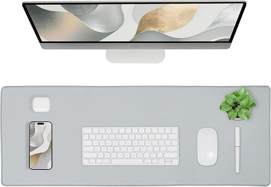 ALOANES Waterproof Mouse Pad with Durable Stitched Edge, XXXL Gaming Keyboard Pad, Non-Slip Rubber Base Mouse Mat, Extended Desk pad for Gamer, Office & Home, Gray Mousepad 35.4''x 15.7''x 0.12''