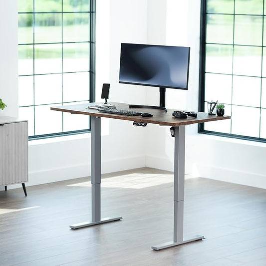 VIVO Electric 60 x 30 in Rustic Standing Desk, Memory Height Adjustment, 1B Series, Holds 220 lbs, Vintage Brown Top Gray Frame, DESK-KIT-1G6N-30