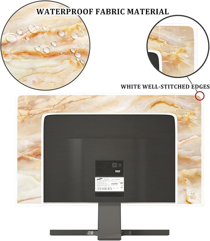 Baocicco Abstract Waterproof TV Screen Cover with Marble Design Aesthetic Television Covers for Xmas Decoration Anti-Static Dustproof Protective Cover for LED LCD OLED TVs 58, 59, 60 Inch