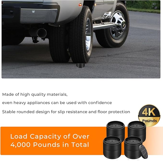 Furniture Risers Bed Risers Heavy Duty 1 inch, 2 inch, 3 inch, 4 inch Round Adjustable Bed Lifts Riser for Desk Legs Table Couch Sofa Chair Refrigerator Washing Machine (1 Inch, Black, 8 Pack )