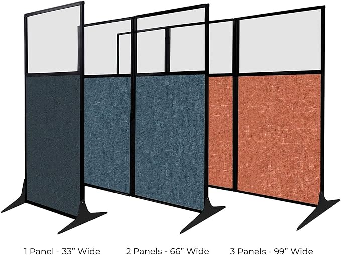 Versare Workstation Partition | Portable Wall Divider | Modern Office Cubicle | Free Standing Privacy Screen | Flexible Work Space | 33" x 70" Papaya Fabric Panels