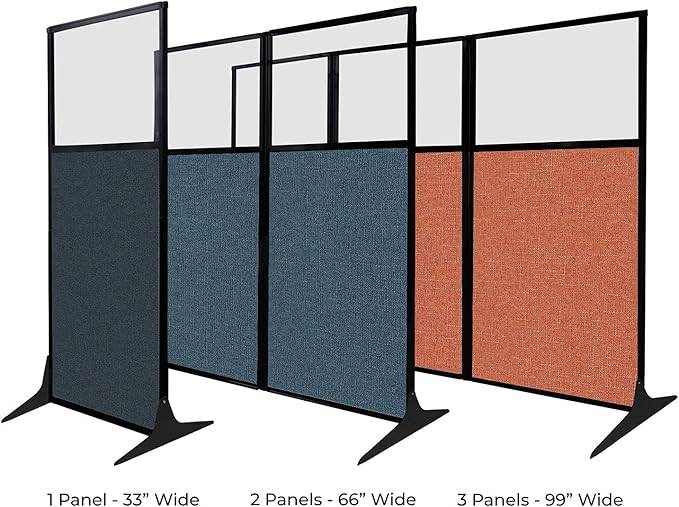 Versare Workstation Partition | Portable Wall Divider | Modern Office Cubicle | Free Standing Privacy Screen | Flexible Work Space | 66" x 70" Royal Blue Fabric Panels