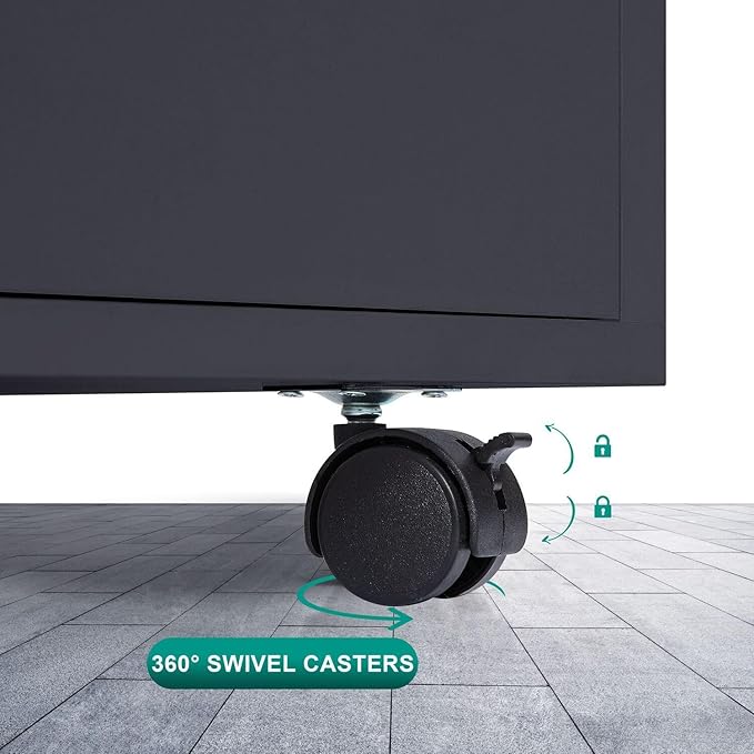 Naomi Home Debbie 7-Drawer Craft & Office Storage Cabinet, Black – Mobile Organizer with Casters, Spacious for Documents & Tools, Chic Minimalist Design, 15.7" D x 18.9" W x 34.2" H