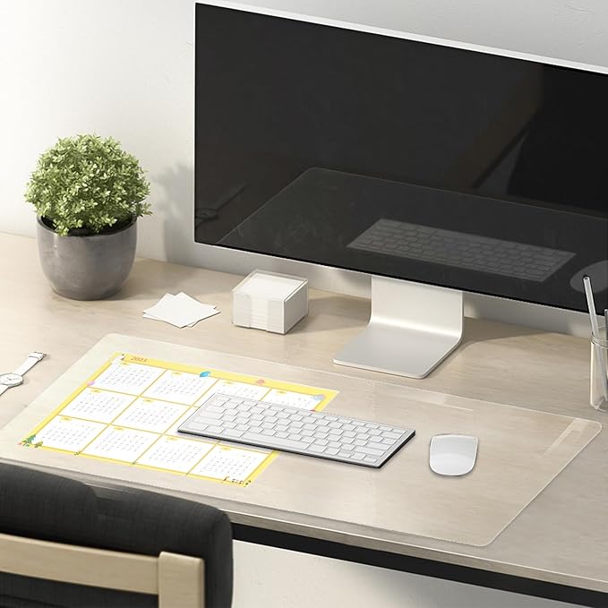 Eisdroma 16 x 28 Table Cover Protector - 1.5mm Thick Plastic, Vinyl Desk Mat, Clear Protector