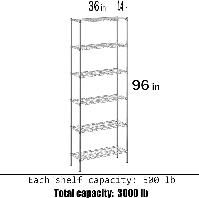 Regal Altair 14" Deep x 36" Wide x 96" Height Wire Shelving Kit | 6-Tier | NSF Commercial Storage Rack Unit