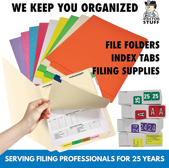 2025 Year Labels, Doctor Stuff 2025 Chart Stickers, Orange/White Color Coded, Reynolds & Reynolds Style, USA Made Year Stickers for End Tab File Folders, 500/Roll, 1 Roll, 3/4" x 1-1/2"