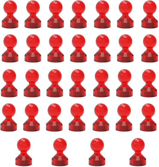 MHDMAG Magnetic Push Pins Powerful Push Pin Magnets for Fridge Whiteboards Calendars Maps in School & Office Pack of 32,Red