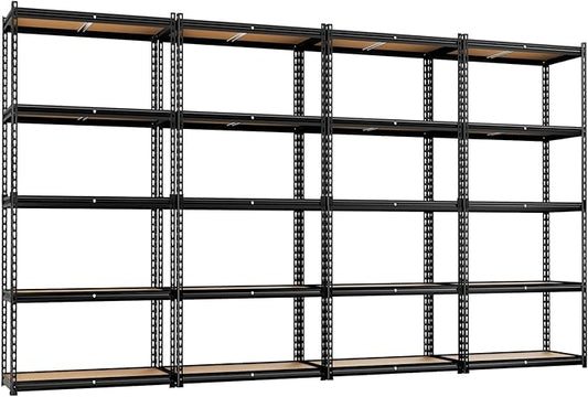 LEVELEVE 5-Tier Storage Shelving Unit, 2020 lbs Capacity, Heavy Duty Adjustable Metal Utility Shelf, 48" L x 18" W x 73" H for Garage, Kitchen, Pantry, Basement, Bathroom, Laundry, 4 Pack