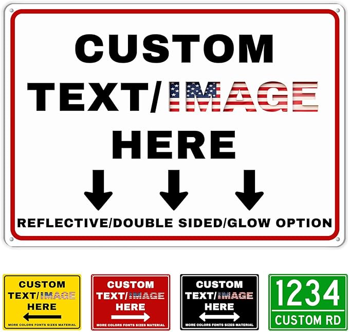 Custom Directional Arrow Sign Large, Glow in the Dark/Reflective Option, 16''x12'' Personalized Metal Address Plaque, Customize for Business Logo, Office, Home, Yard, Outdoor