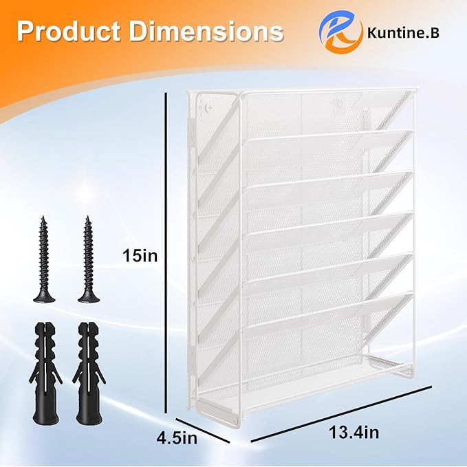 Kuntine.B Wall File Organizer — 7-Tier, White
