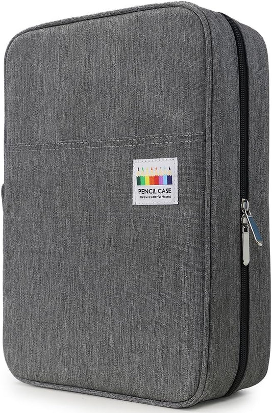 YOUSHARES Big Capacity Colored Pencil Case - 300 Slots large Pen Case Organizer with Multilayer Holder for Prismacolor Colored Pencils & Gel Pen (Grey)