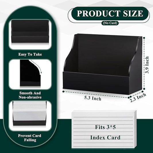 SHIQIKEJIPTY 2 Pack Black Index Card Holder 3 X 5 Note Card Organizer Acrylic Index Card Box Flash Card Storage Box Postcard Display Stand Business Card Holder Desktop for Business Office(No Card)