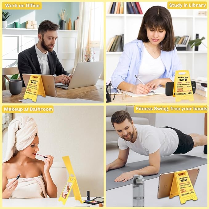 Funny Office Desk Accessories,Office Cubicle Decor,Answer Decor,Phone Holder Mirror Acrylic Table Signs，Rates Team Gag Gifts for Coworker Teammate Employees Leader Boss Day(Answer Desk Rates)1
