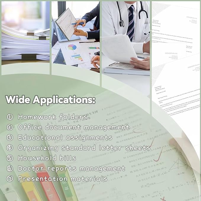 INDKOPVA Plastic Report Covers with Swing Clip, 20Pcs File Folders Letter A4 Sheet Size, Clear Front Report Covers for Documents Presentation Resume Office School Home Organizer Binder (Color, 20PCS）