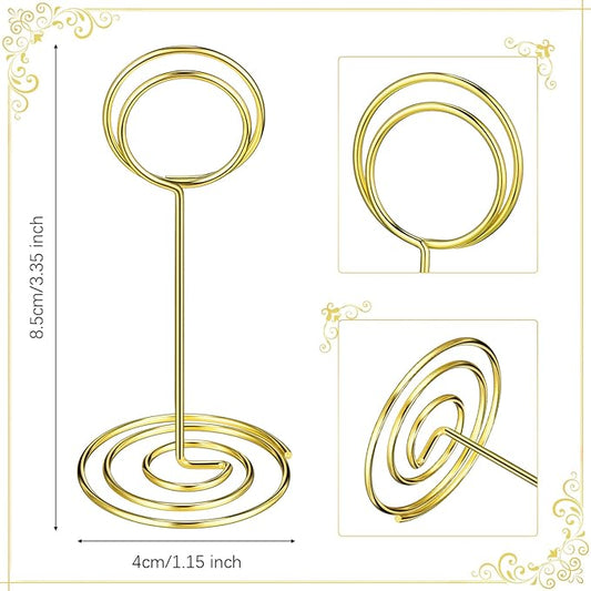 TecUnite 48 Pieces 3.35 Inch Table Number Holder Place Card Photo Holder Picture Name Menu Clips Memo Cards Stand for Wedding Reception Anniversary Birthday Party Centerpieces (Gold)