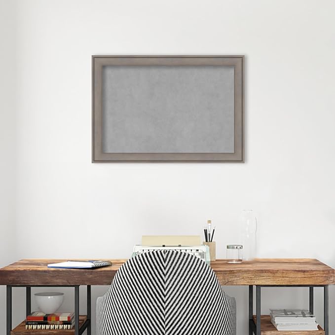 Amanti Art Grey Framed Magnetic Board 19x27 Medium Vision Board for use with Magnets, 100% Metal Sheet to Display Items as Office Decor or for Home Organization in mudroom, Kitchen or Kids Room
