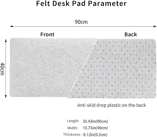 DAWNTREES Felt Desk Pad,Large Keyboard Mat,Wool Desk Mat,Extra Large Felt Mouse Pad for Computers,Laptops, Offices and Homes. (Light Gray)