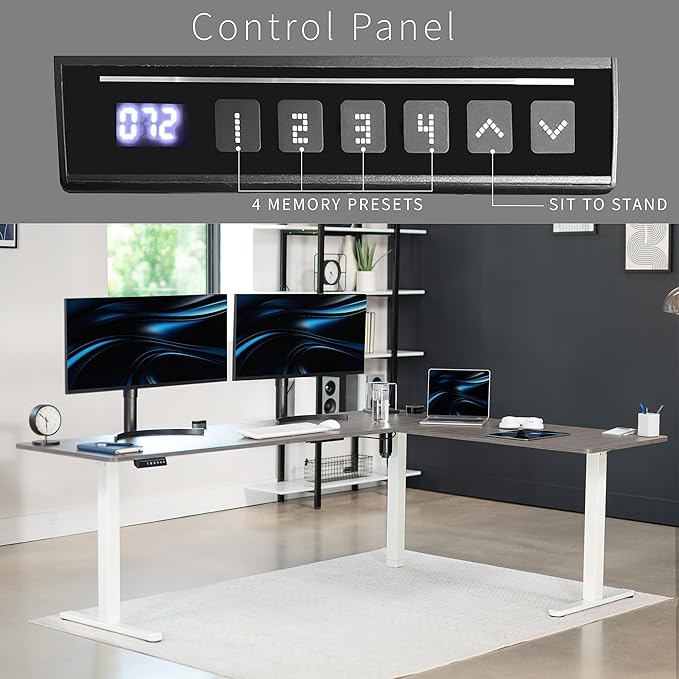 VIVO Electric Corner 84 x 63 inch L-Shaped Standing Desk (Gray, 84x63inch)