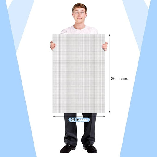 Fuyoooo 25 Sheet Graph Paper Pad 24" x 36" Large Graph 1" and 1/5" Ruled Grid Paper for Engineer Architect Designer Mathematician Draftsmen Sketch House Commercial Building Drafting (Bright White)