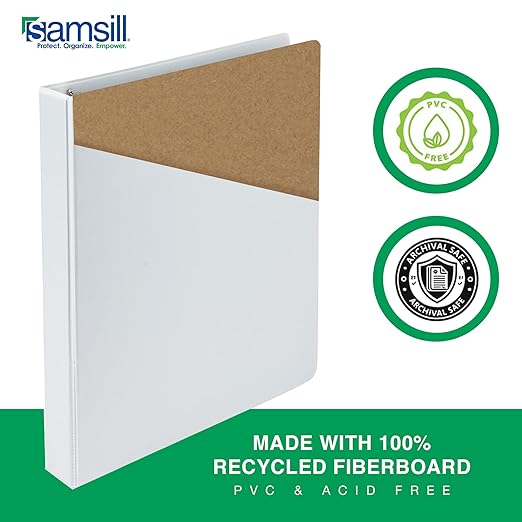 Samsill 2 Inch 3 Ring Binders, Made in USA, Economy Round Ring, Clear View Cover, 425 Sheet Capacity - for School, Home, Office - White, 4 Pack