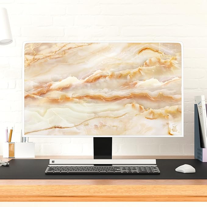 Baocicco Abstract Waterproof TV Screen Cover with Marble Design Aesthetic Television Covers for Xmas Decoration Anti-Static Dustproof Protective Cover for LED LCD OLED TVs 55 Inch