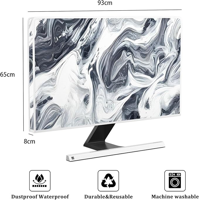 Baocicco Abstract Gray Marble Waterproof 37, 38, 39 Inch Television Cover Anti-Static Dustproof Protective Television Covers for TV Screen Abstract Modern TV Dust Cover for Home LED LCD OLED TVs