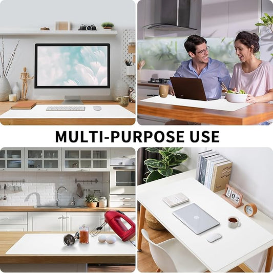 Bloss White Desk Mat (White, 27.6x13.8Inches)