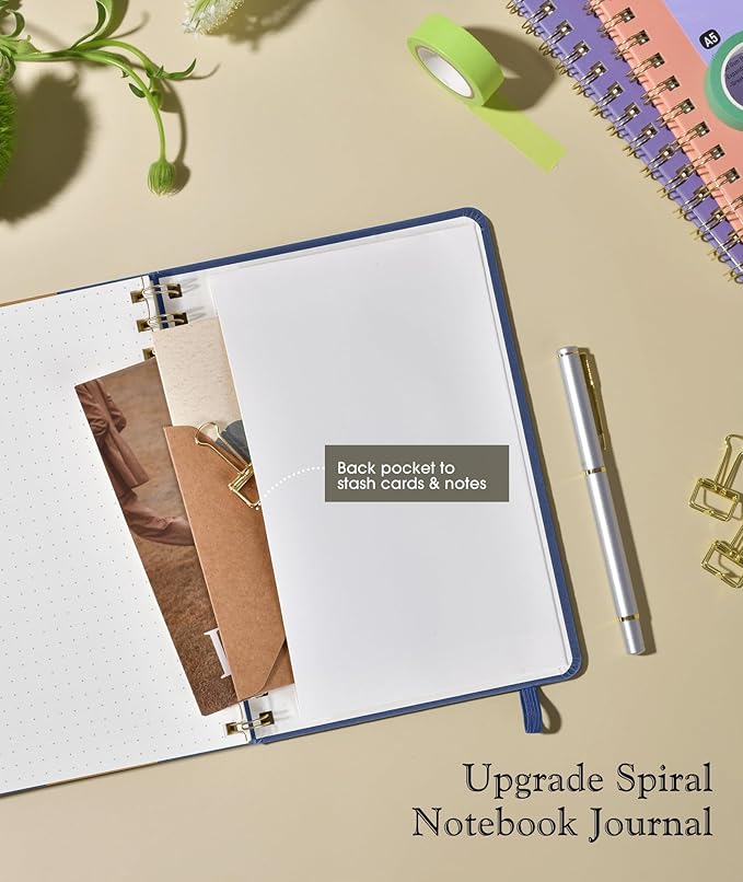 Office Prime Graph Spiral Notebook — A5, 5.75×8.38 in, 150 Pages, Navy Blue