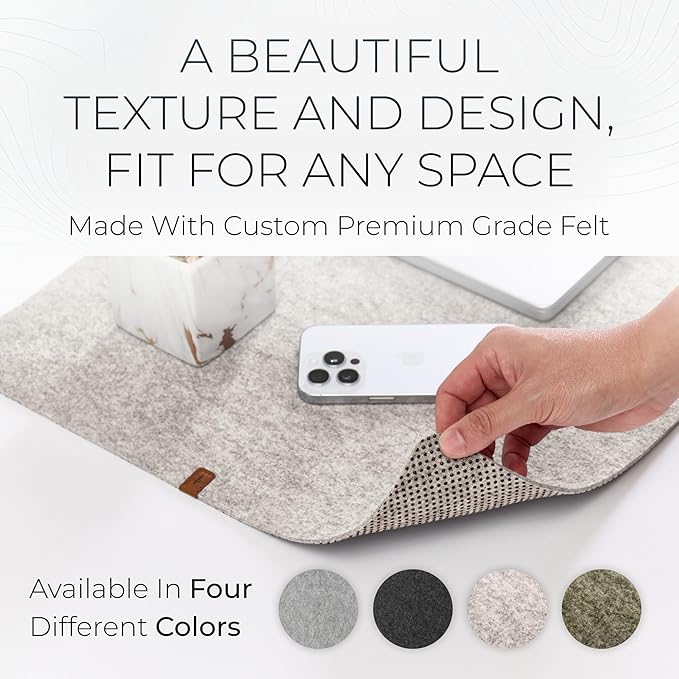 Nordik Large Felt Desk Mat — 35 × 17 in, Stone Oat Beige