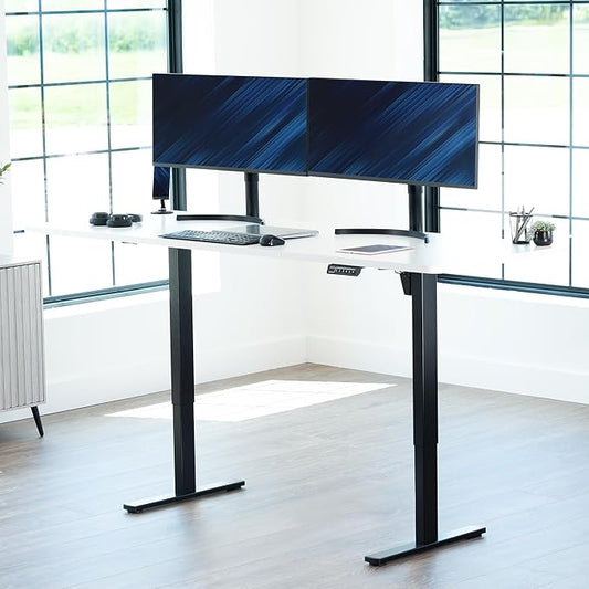 VIVO Large Electric 83 x 30 in Standing Desk, Memory Height Adjustment, 1B Series, Holds 220 lbs, White Top Black Frame, DESK-KIT-1B8W