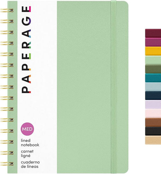 PAPERAGE Lined Spiral Journal Notebook — Sage